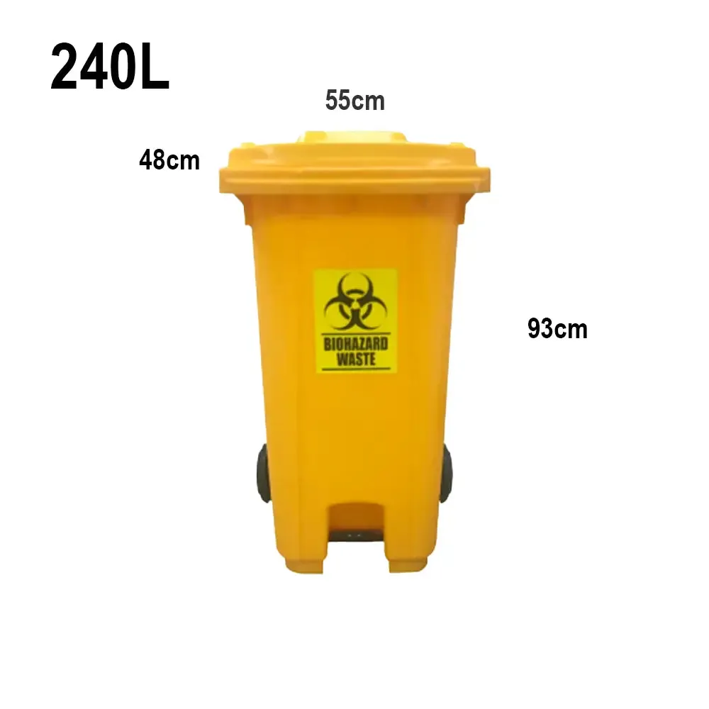 Biohazard Dustbin | Integrated Foot Pedal Waste Bin | 120L, 240L | Multiple  Colours | Trash Bin