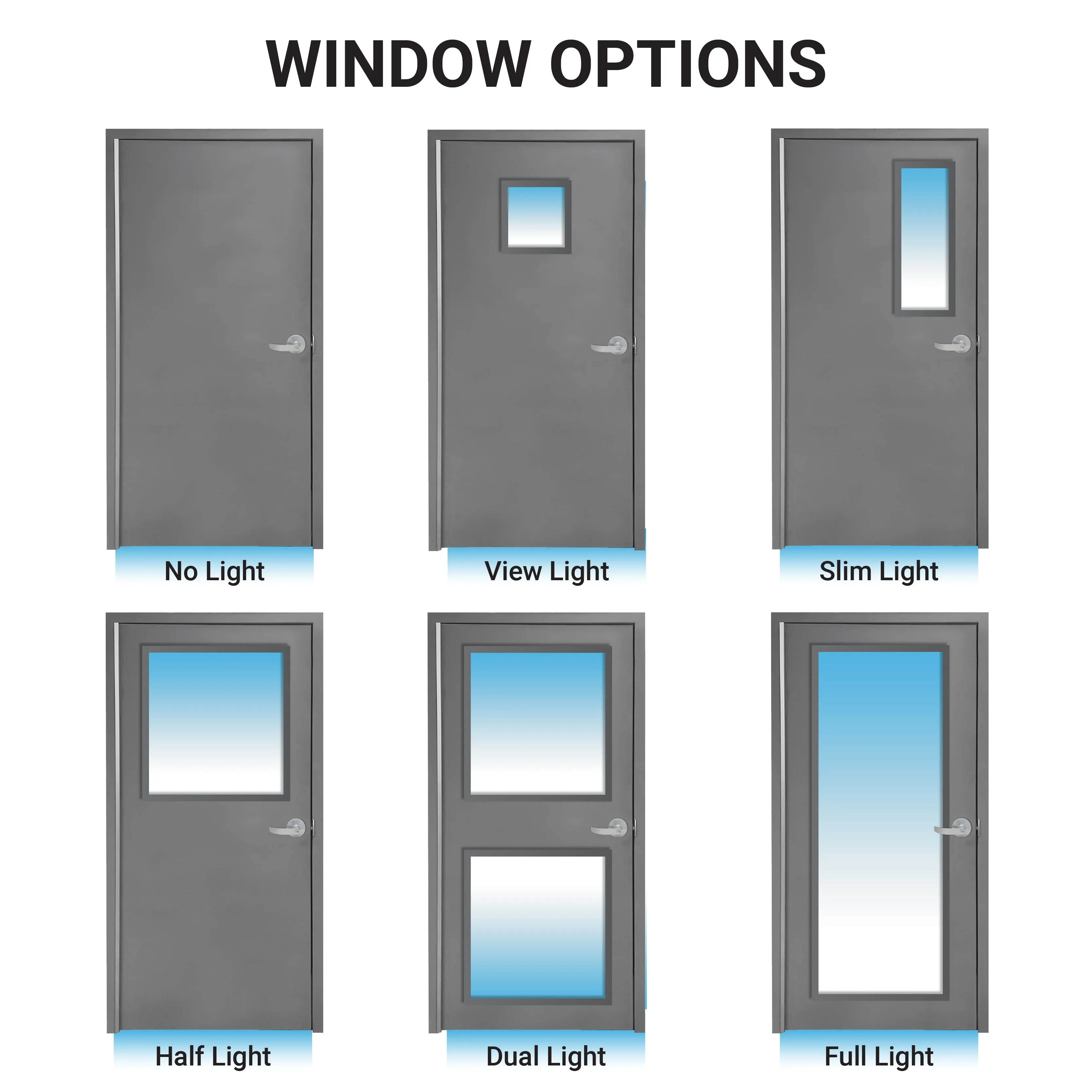 Bullet Resistant Metal Interior Door with Multiple Window Options
