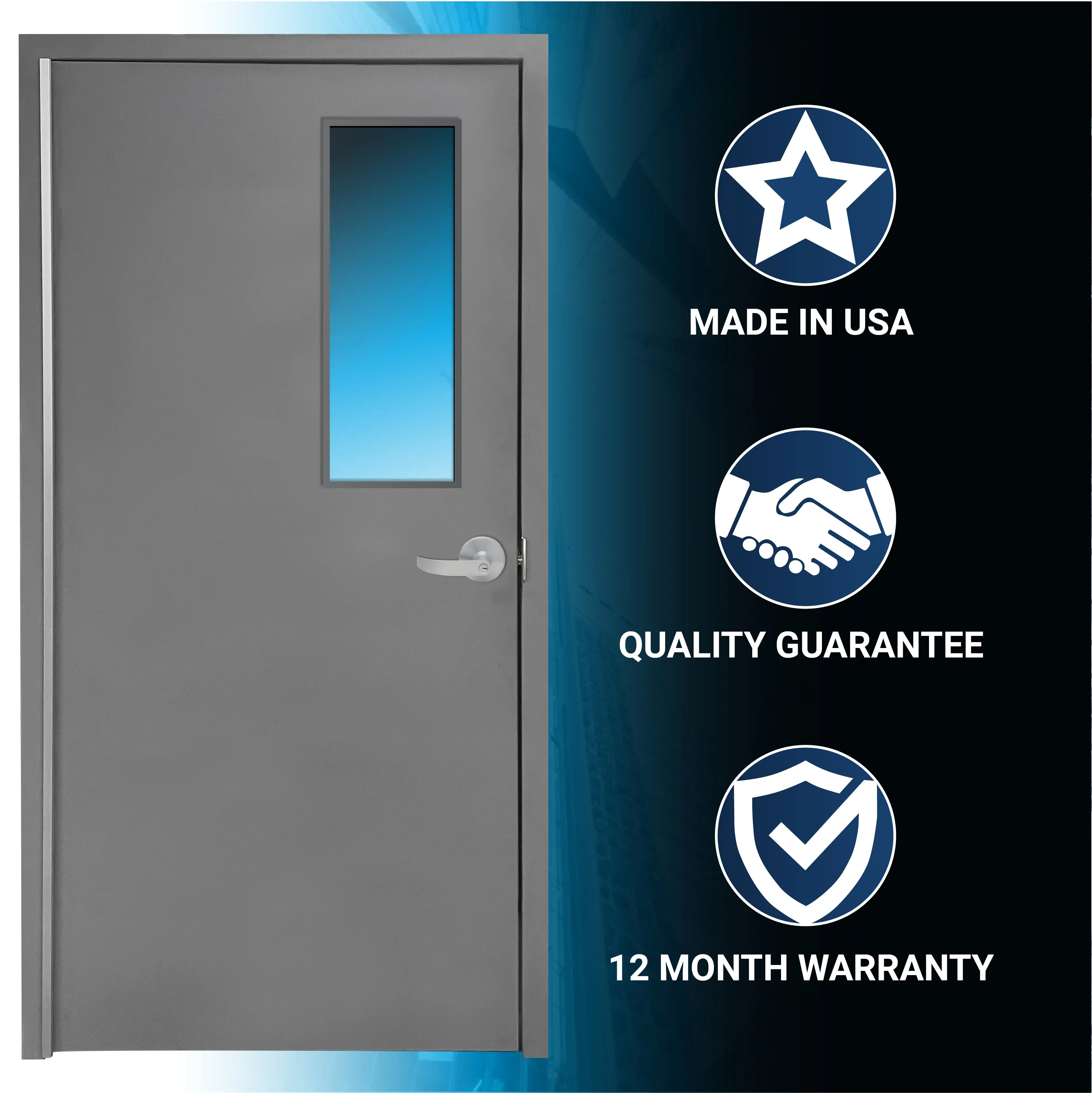 Bullet Resistant Metal Interior Door with Multiple Window Options