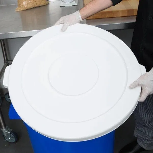 Continental 4445WH Huskee 44 Gallon White Round Trash Can Lid | Denson CFE