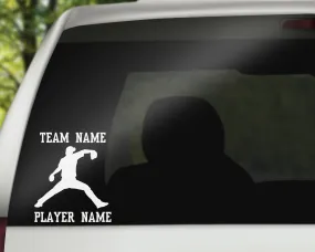 Custom Baseball Car Window Decal - Throwing