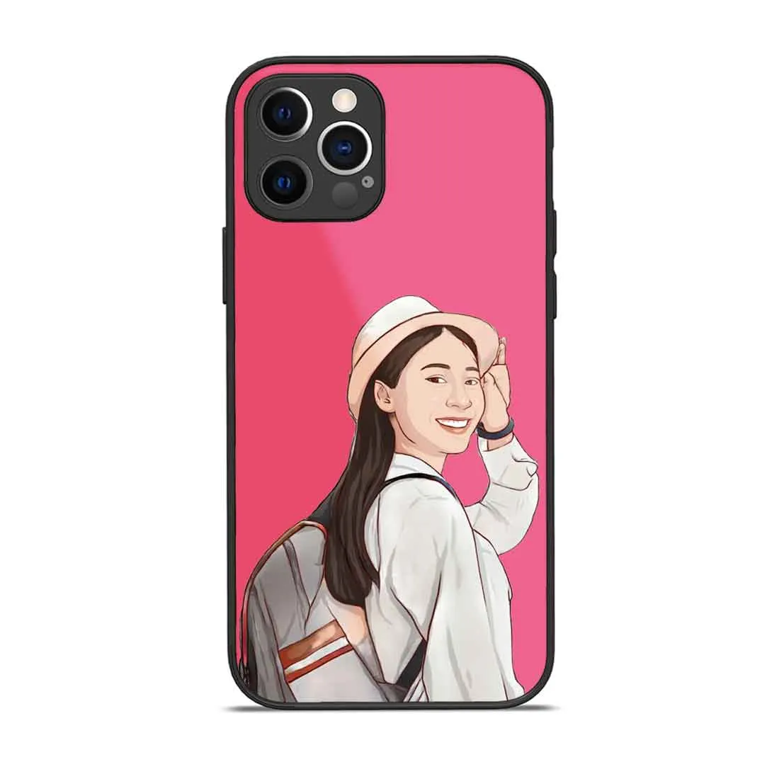 Custom Mobile Back Cover with Photo Pink iPhone 13 Pro Case With Image - Cartoonize Filter