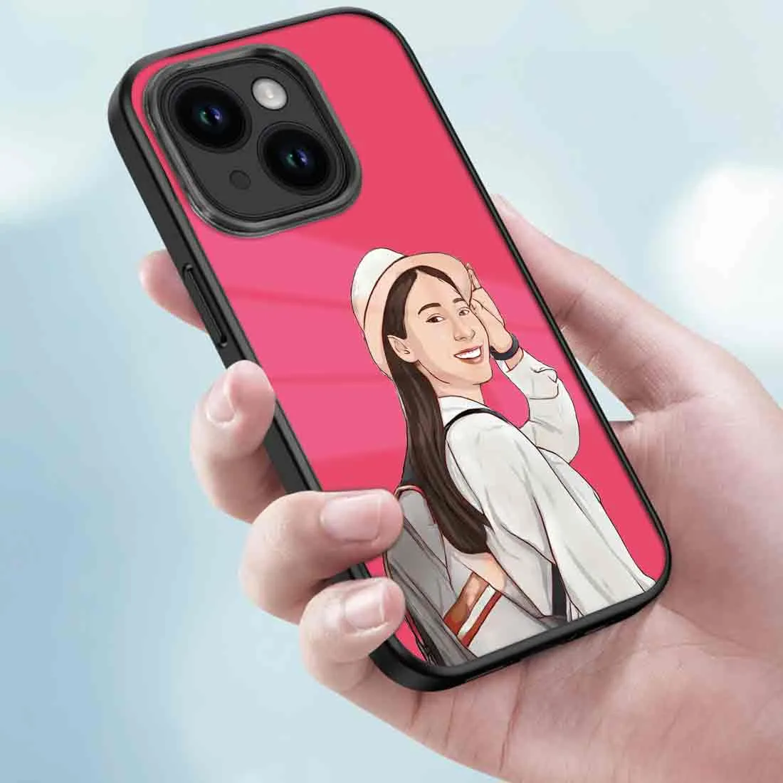 Custom Photo Mobile Cover Pink iPhone 14 Case With Image - Cartoonize Filter