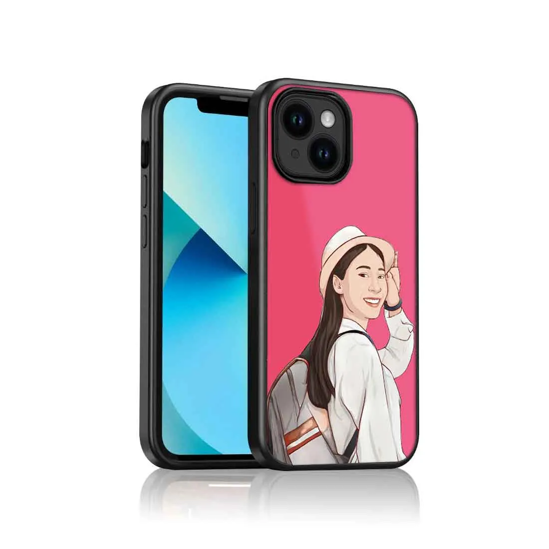 Custom Photo Mobile Cover Pink iPhone 14 Case With Image - Cartoonize Filter