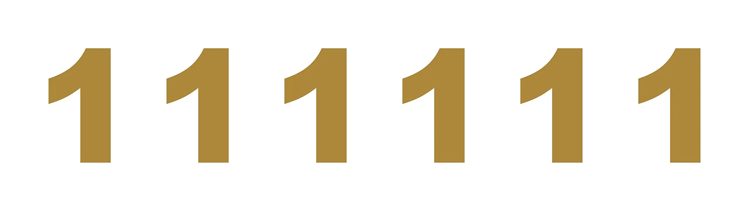 decalbazaar Vinyl Number 1 (One) Digit Glossy Wall Glass Vehicle Sticker 3 Inches Golden (Set 6)