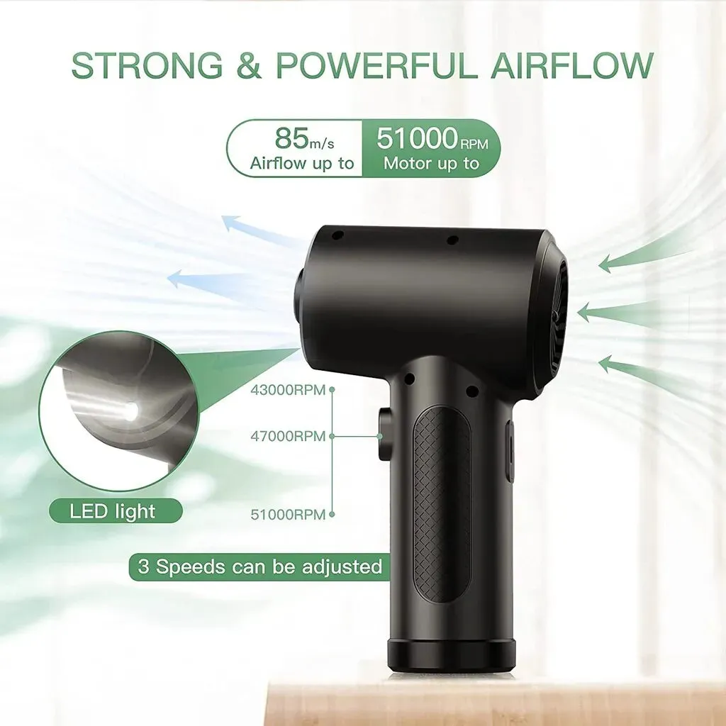 Deep Cleaning Cordless Compressed Air Duster with LED Light