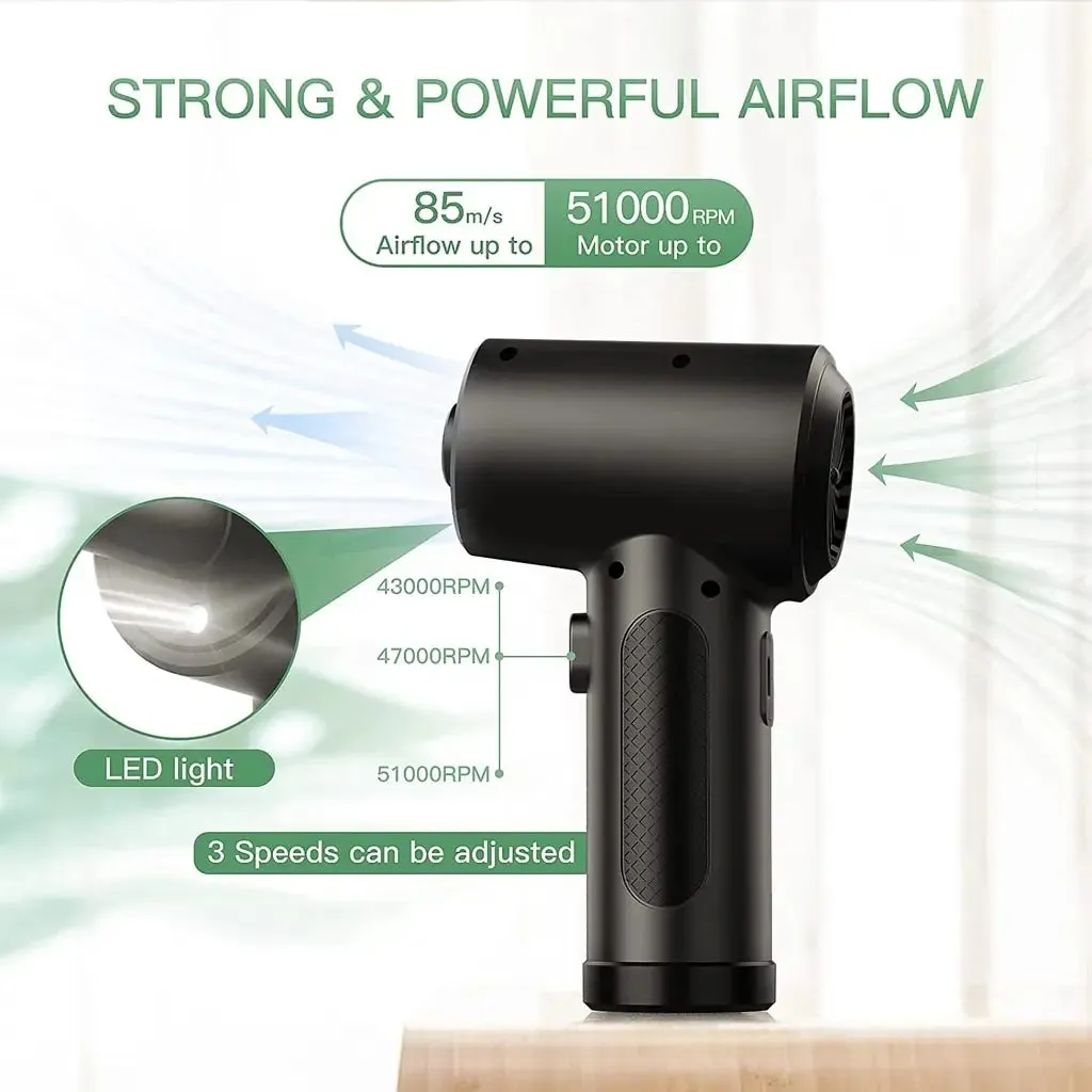 Deep Cleaning Cordless Compressed Air Duster with LED Light