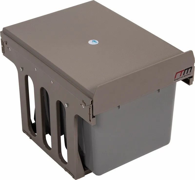 Dual 15L Pull Out Kitchen Trash Bins with Lid - 30L Total Capacity