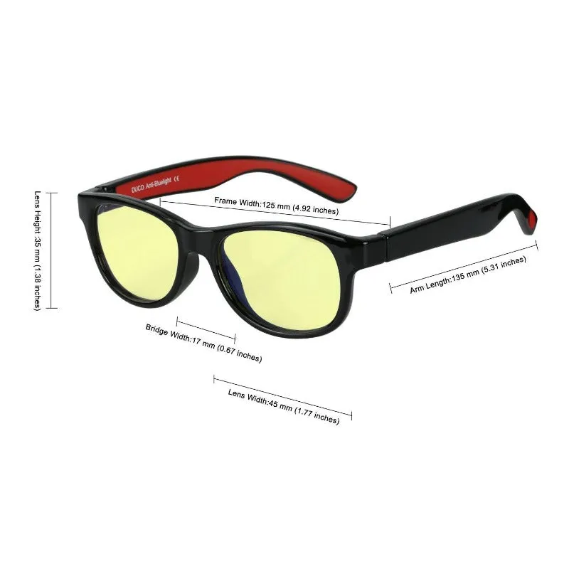 Duco Kids Sports Style Blue Light Blocking Reading Computer Glasses Age 5-12 K015