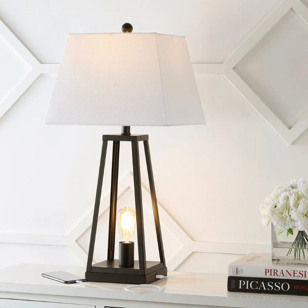 Dungoo 28.5" Classic Industrial Iron Nightlight LED Table Lamp with USB Charging Port