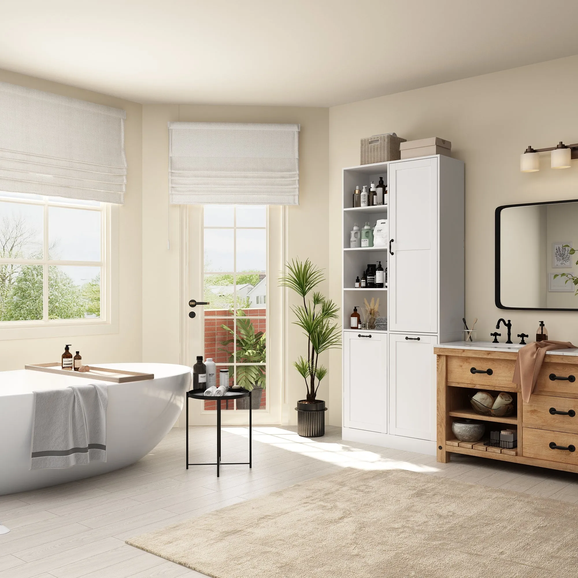 Elegent Bathroom Cabinet With White Finish