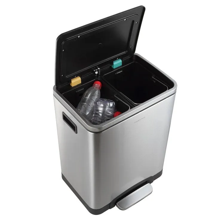 Elmo Rectangular 8-Gallon Double Bucket Trash Can - Chrome