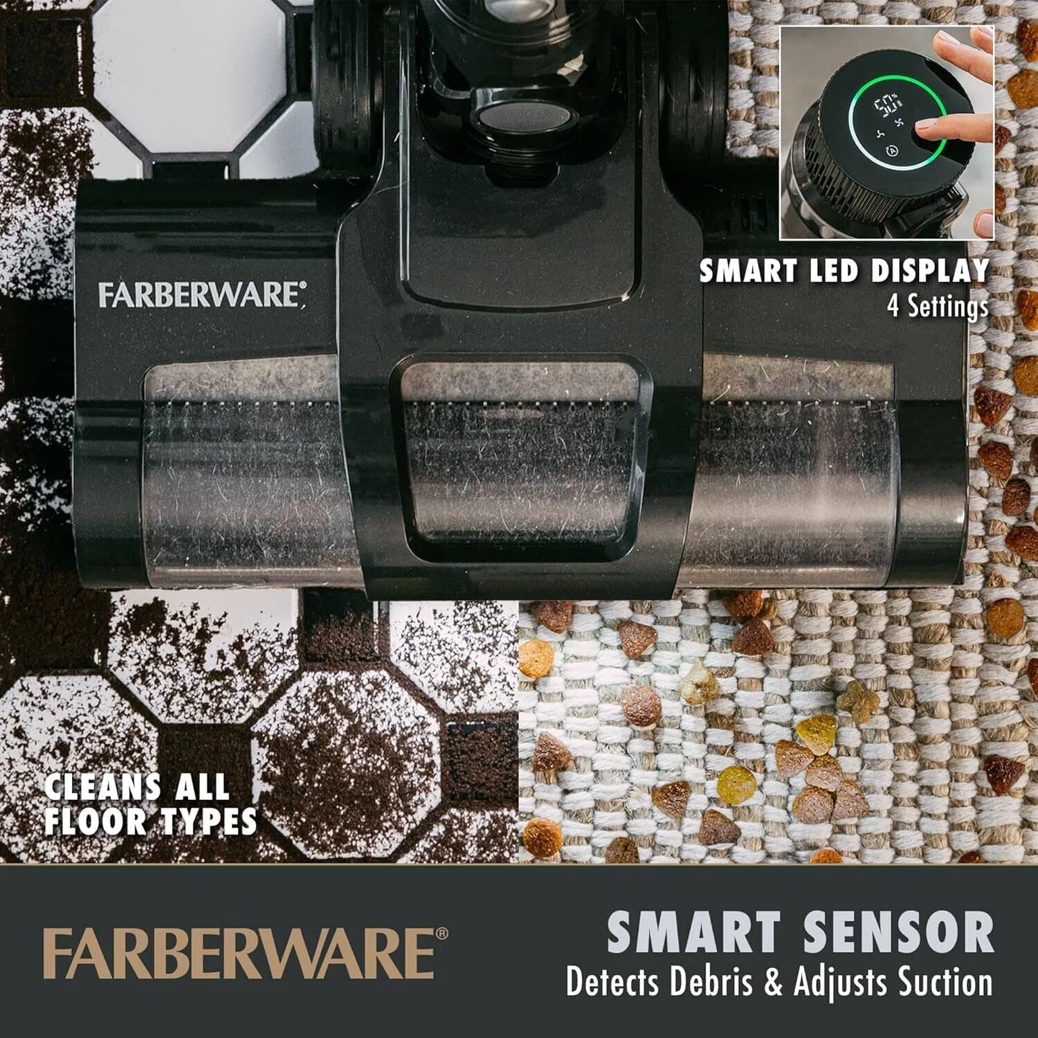 Farberware Cordless Platinum Stick Vacuum Cleaner, Smart Sensor Technology