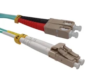 Fiber Optic Patch Cable, LC to SC, 10 Gig Multimode 50/125 OM3, Duplex