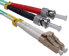 Fiber Optic Patch Cable, LC to ST, 10 Gig Multimode 50/125 OM3, Duplex