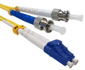 Fiber Optic Patch Cable, LC to ST, Single Mode 9/125, Duplex