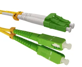 Fiber Optic Patch Cable, LC/APC to SC/APC, Single-Mode 9/125, Duplex