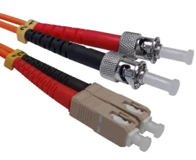 Fiber Optic Patch Cable, SC to ST, Multimode 62.5/125 OM1, Duplex