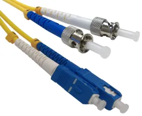 Fiber Optic Patch Cable, SC to ST, Single Mode 9/125, Duplex