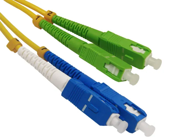 Fiber Optic Patch Cable, SC/UPC to SC/APC, Single-Mode 9/125, Duplex