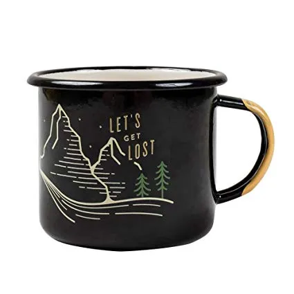 GET LOST ENAMEL MUG - 12 OZ - BLACK