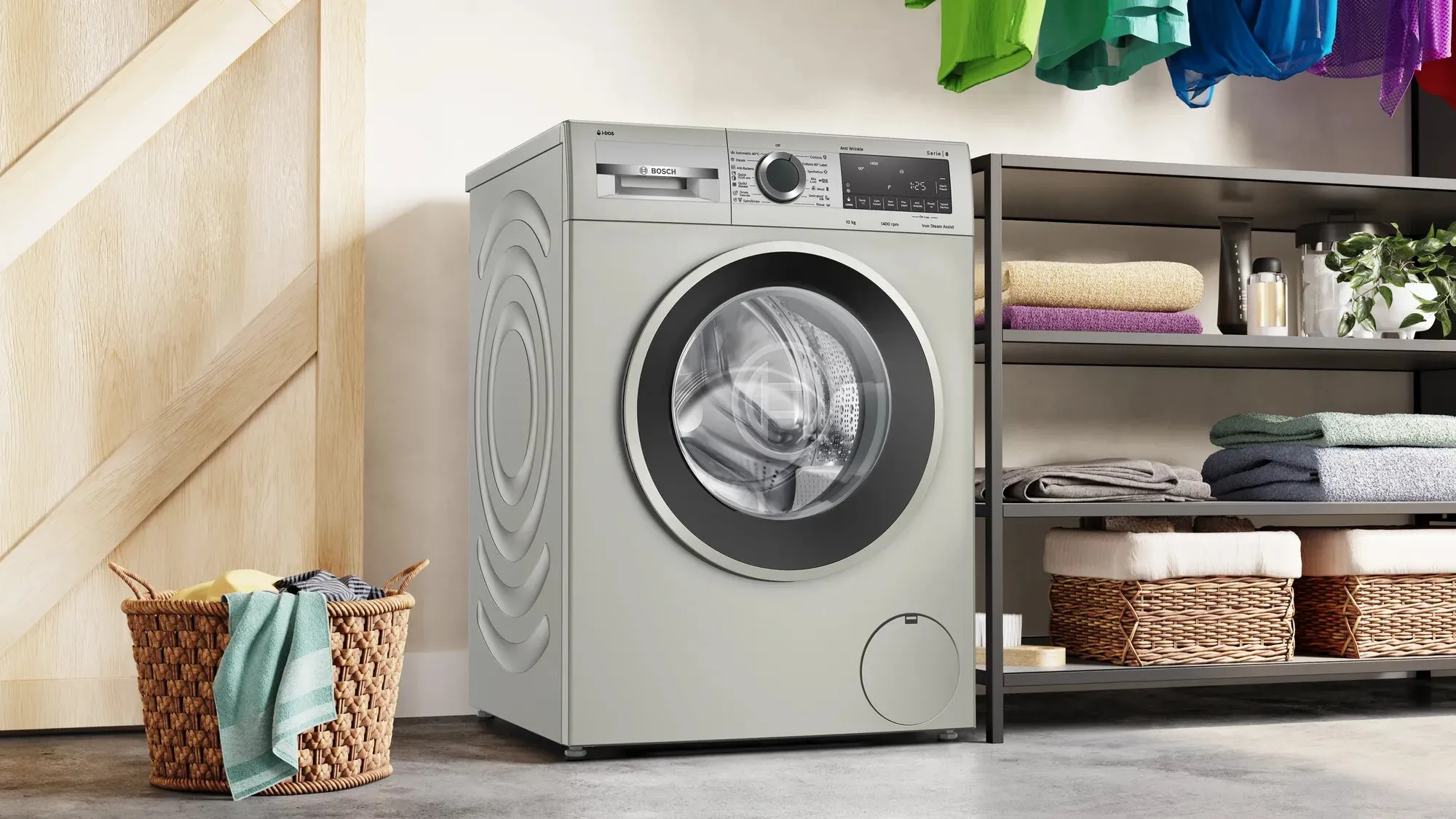 Haier Series 8 washing machine, front loader 10 kg , Silver inox
