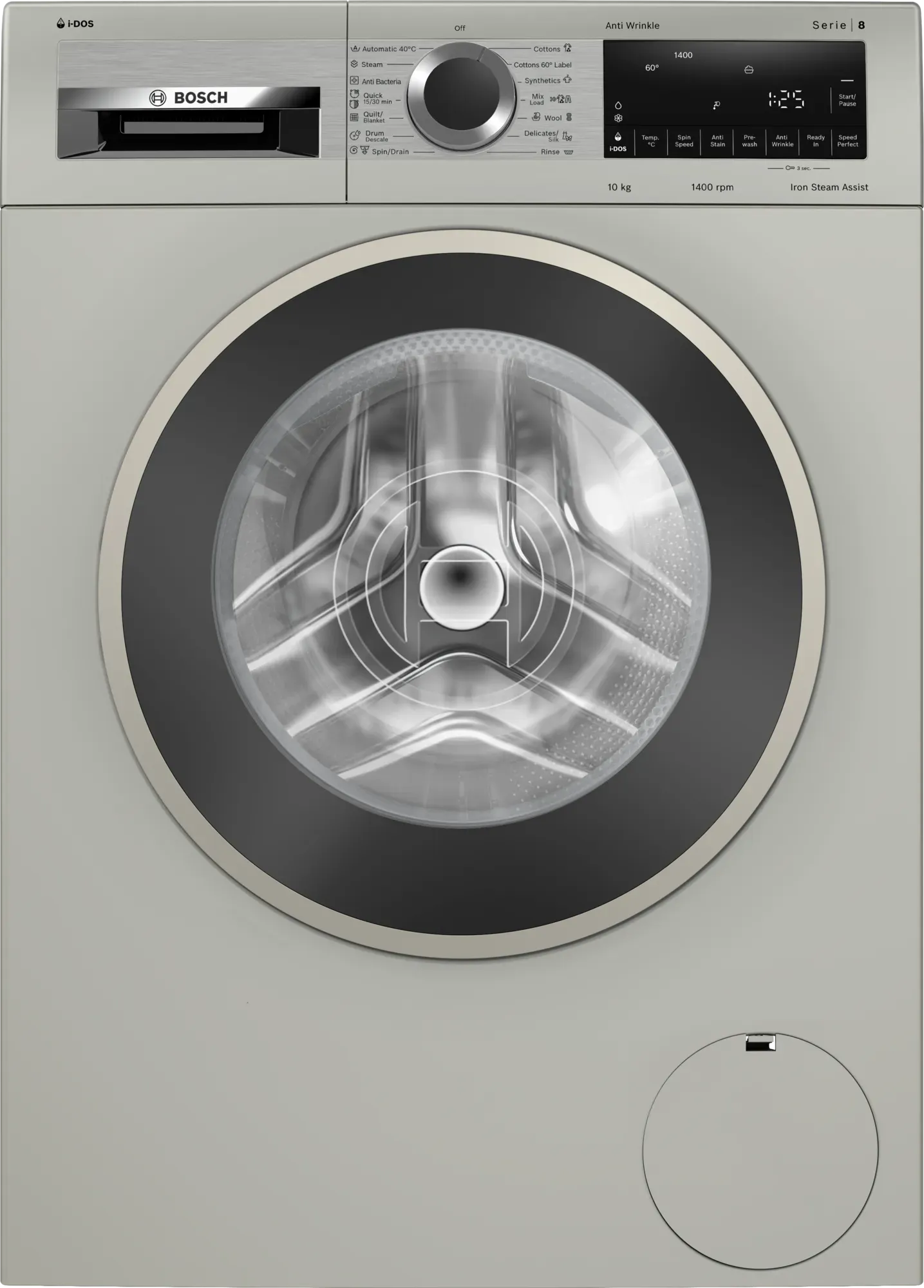 Haier Series 8 washing machine, front loader 10 kg , Silver inox