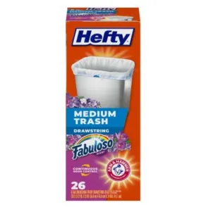 Hefty Drawstring Medium Trash Bags – Fabuloso Scent – 8 Gal – 26-Ct.