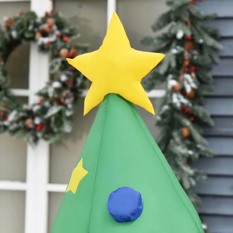Homcom 6ft Tall Inflatable Christmas Tree with Star and Multicolour Gift Boxes Huge Lighted Outdoor Decoration with 3 Built-in LED Lights Xmas Inflatables Toy in Yard Lawn Garden