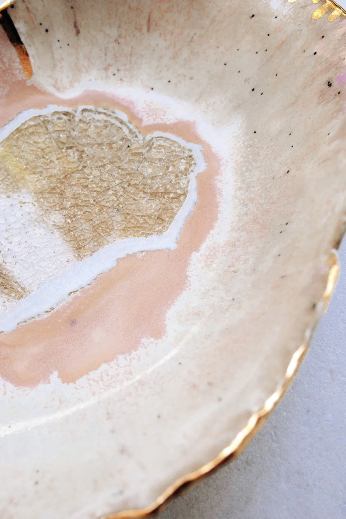 Iceland Dilapidated Bowl, Northern Lights with Gold Rim - Medium