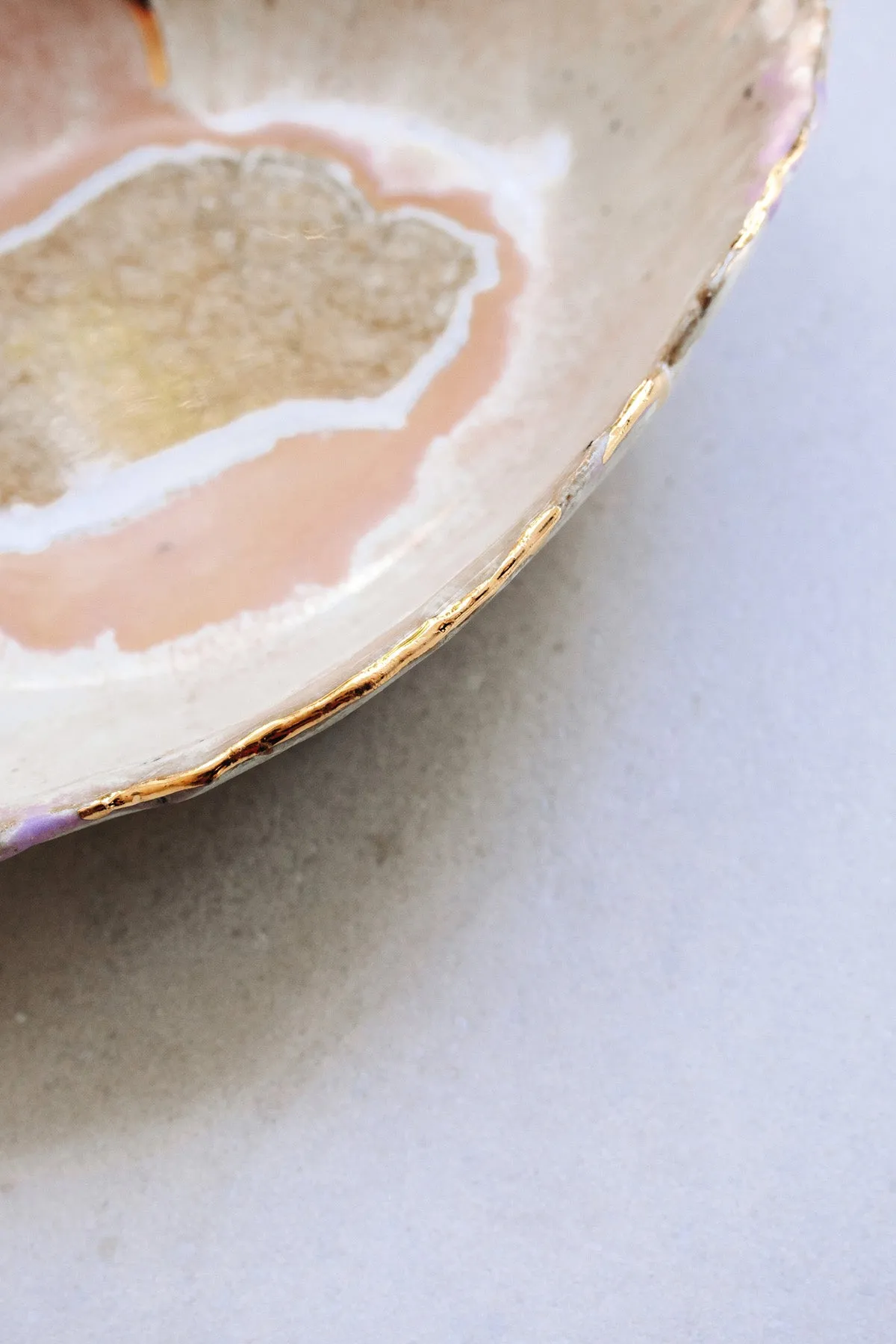 Iceland Dilapidated Bowl, Northern Lights with Gold Rim - Medium