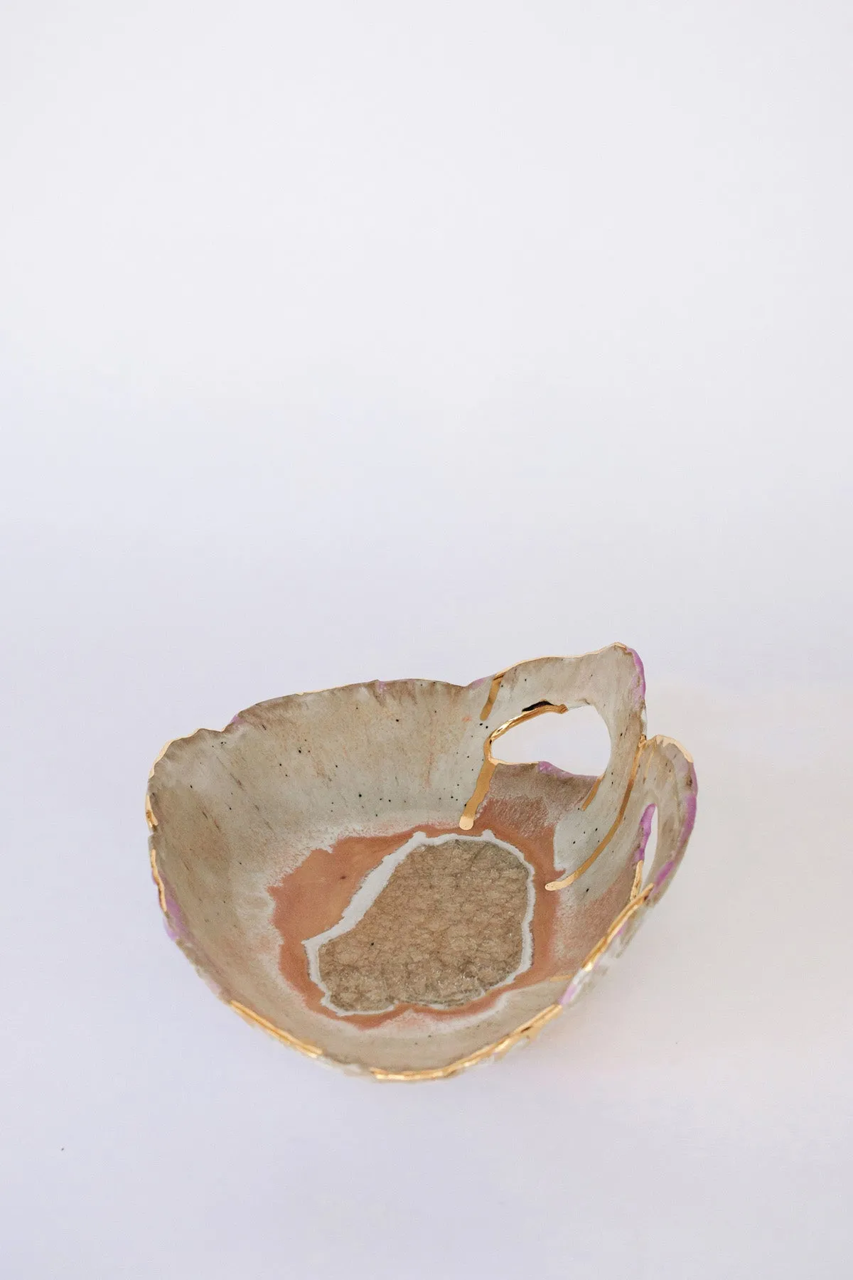 Iceland Dilapidated Bowl, Northern Lights with Gold Rim - Medium