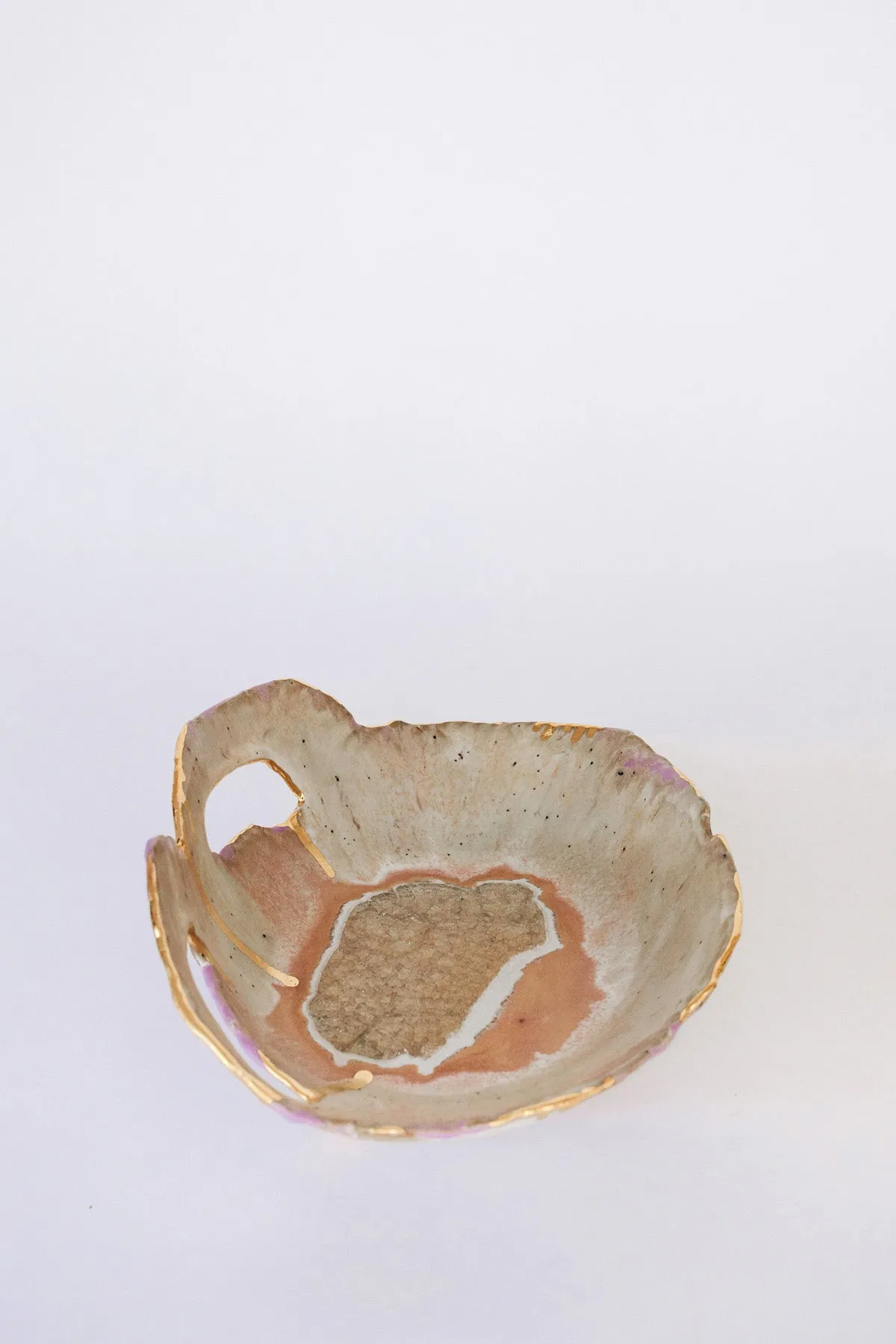 Iceland Dilapidated Bowl, Northern Lights with Gold Rim - Medium