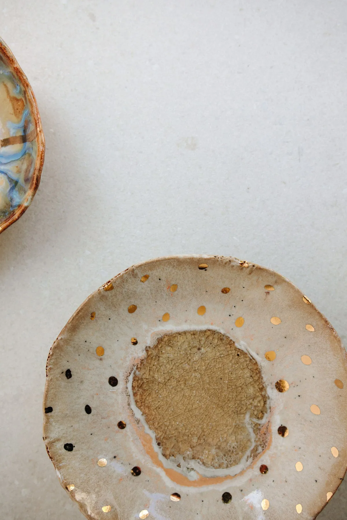 Iceland Footed Dish, Northern Lights with Gold Dots - Extra Small