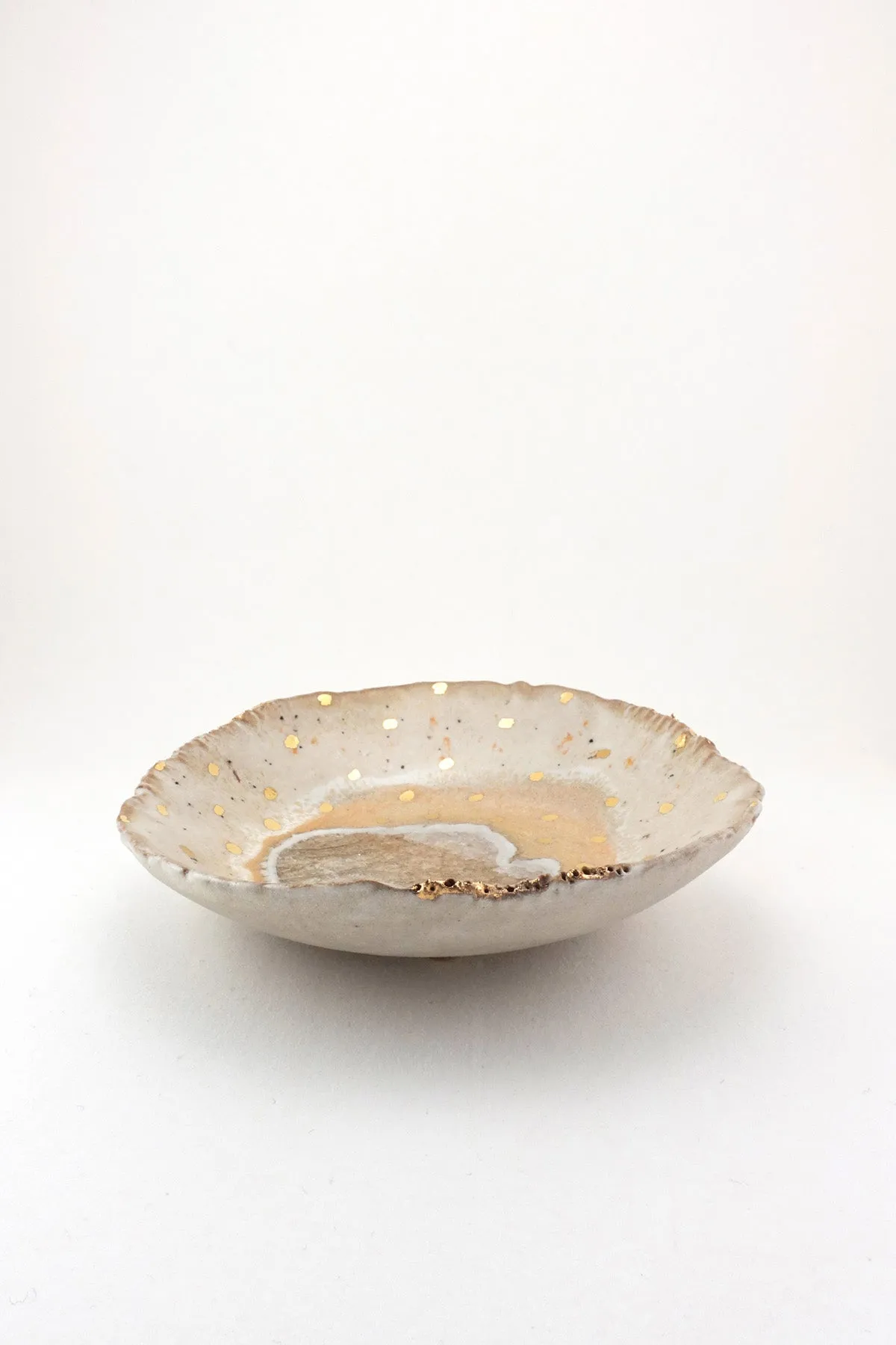 Iceland Footed Dish, Northern Lights with Gold Dots - Extra Small