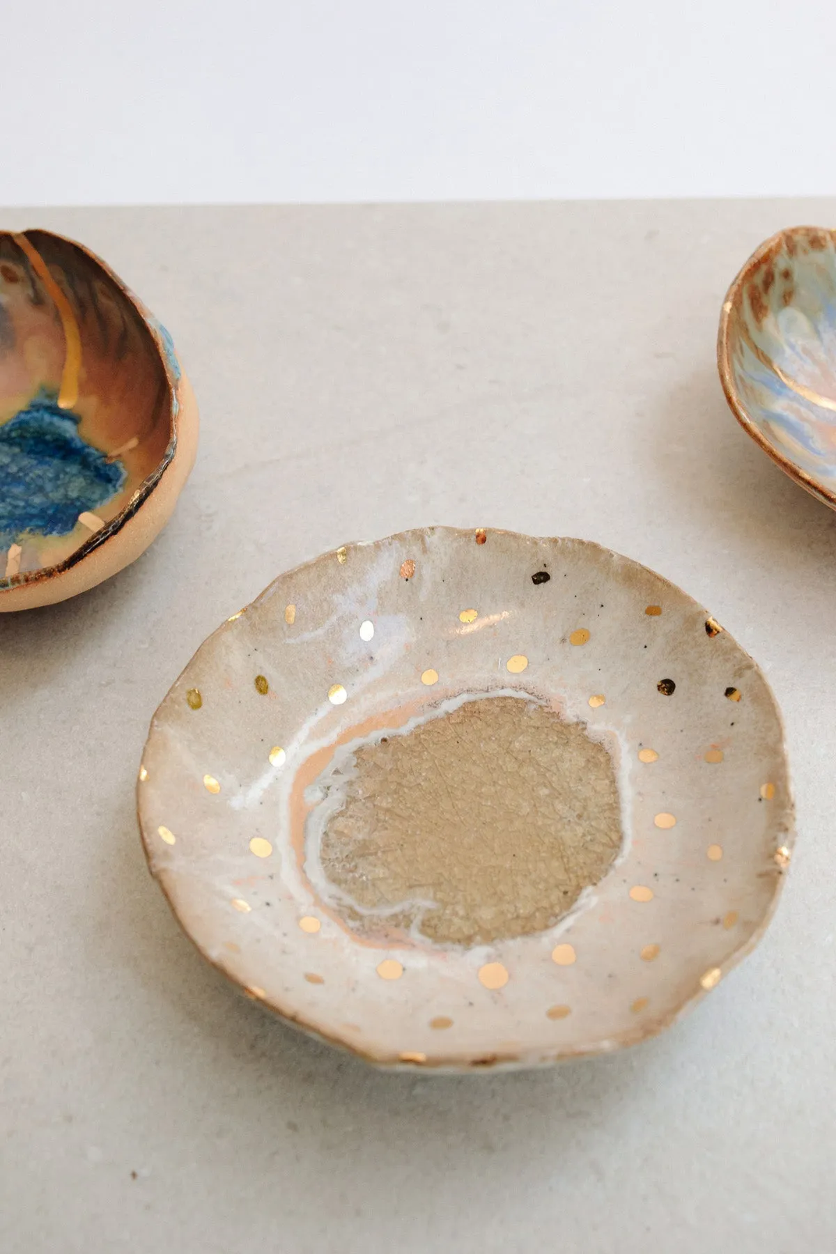 Iceland Footed Dish, Northern Lights with Gold Dots - Extra Small