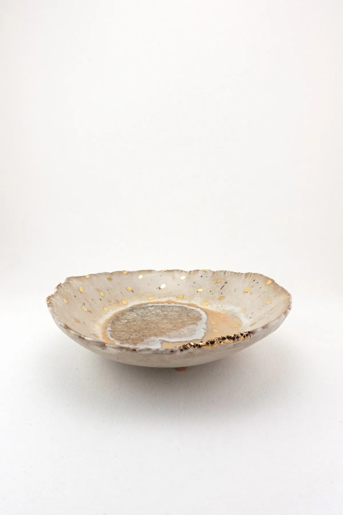 Iceland Footed Dish, Northern Lights with Gold Dots - Extra Small