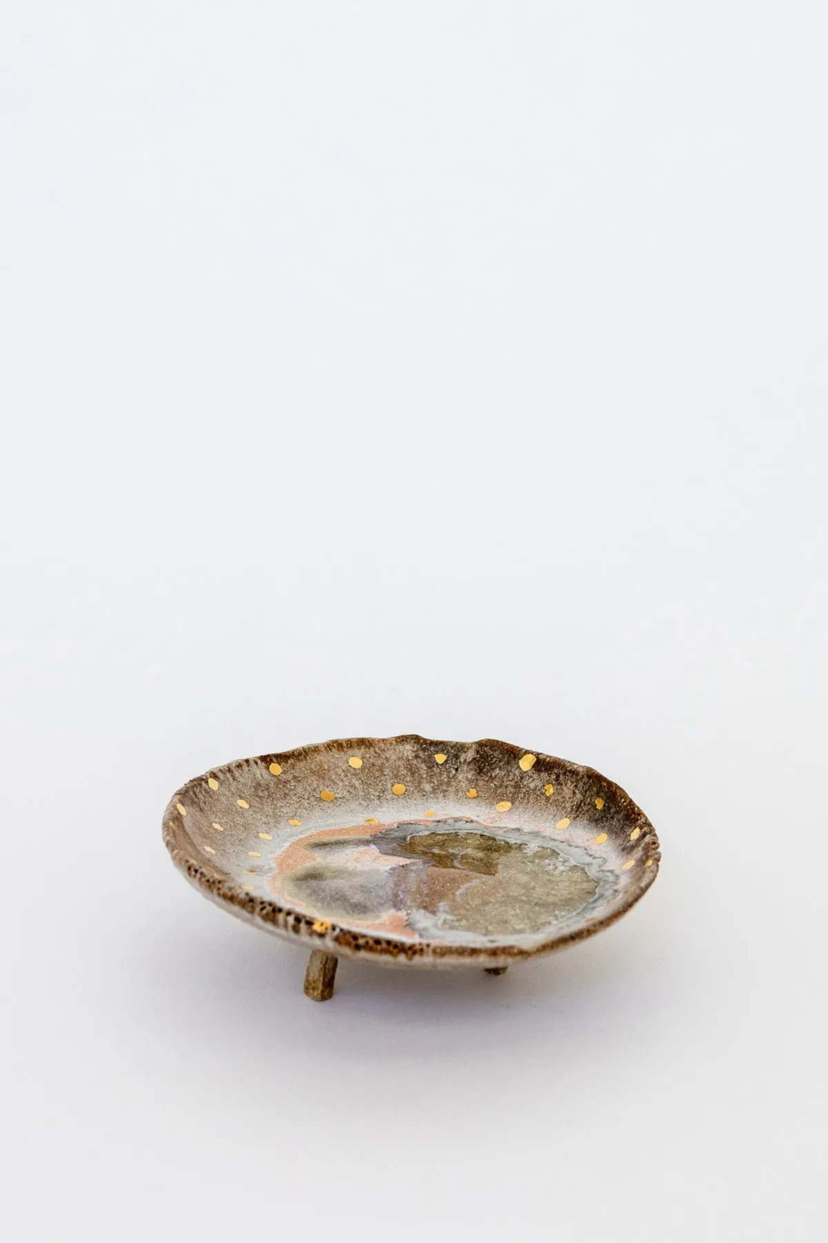 Iceland Footed Dish, Northern Lights with Gold - Small