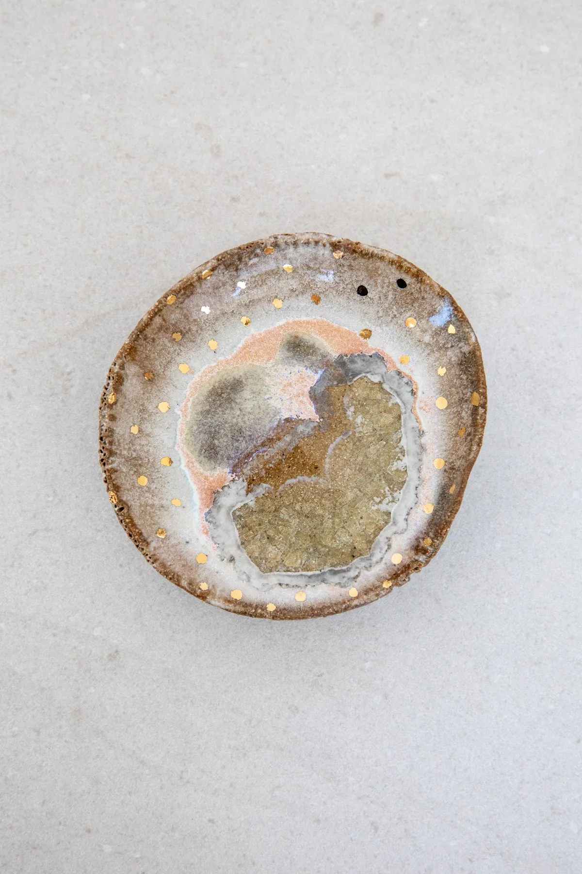Iceland Footed Dish, Northern Lights with Gold - Small