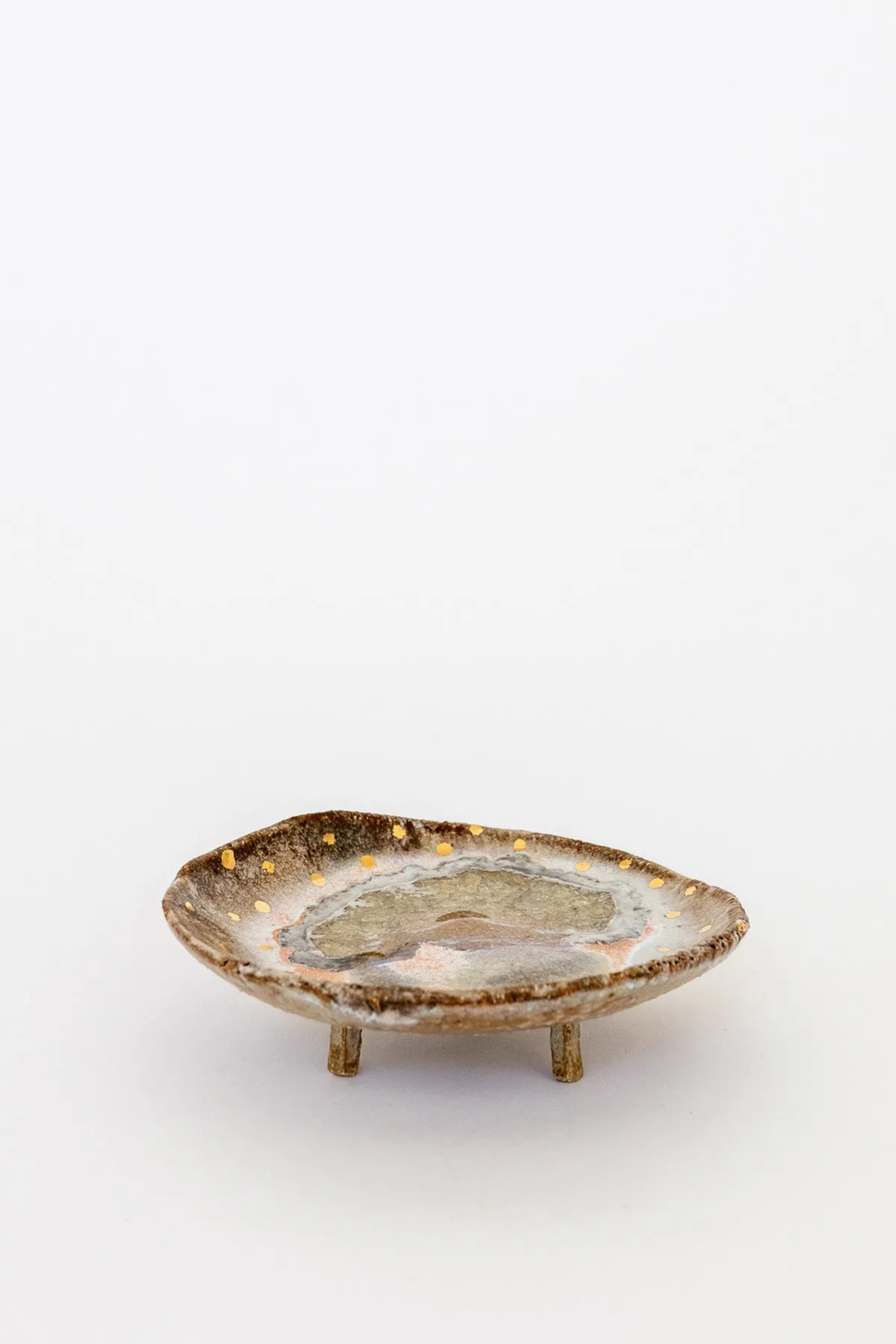 Iceland Footed Dish, Northern Lights with Gold - Small