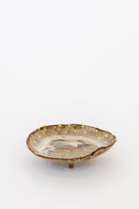 Iceland Footed Dish, Northern Lights with Gold - Small