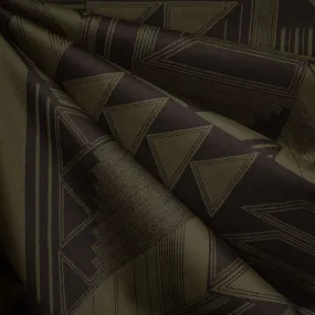 Japanese Patchwork Geometric Cotton Rayon Lawn Olive/Black