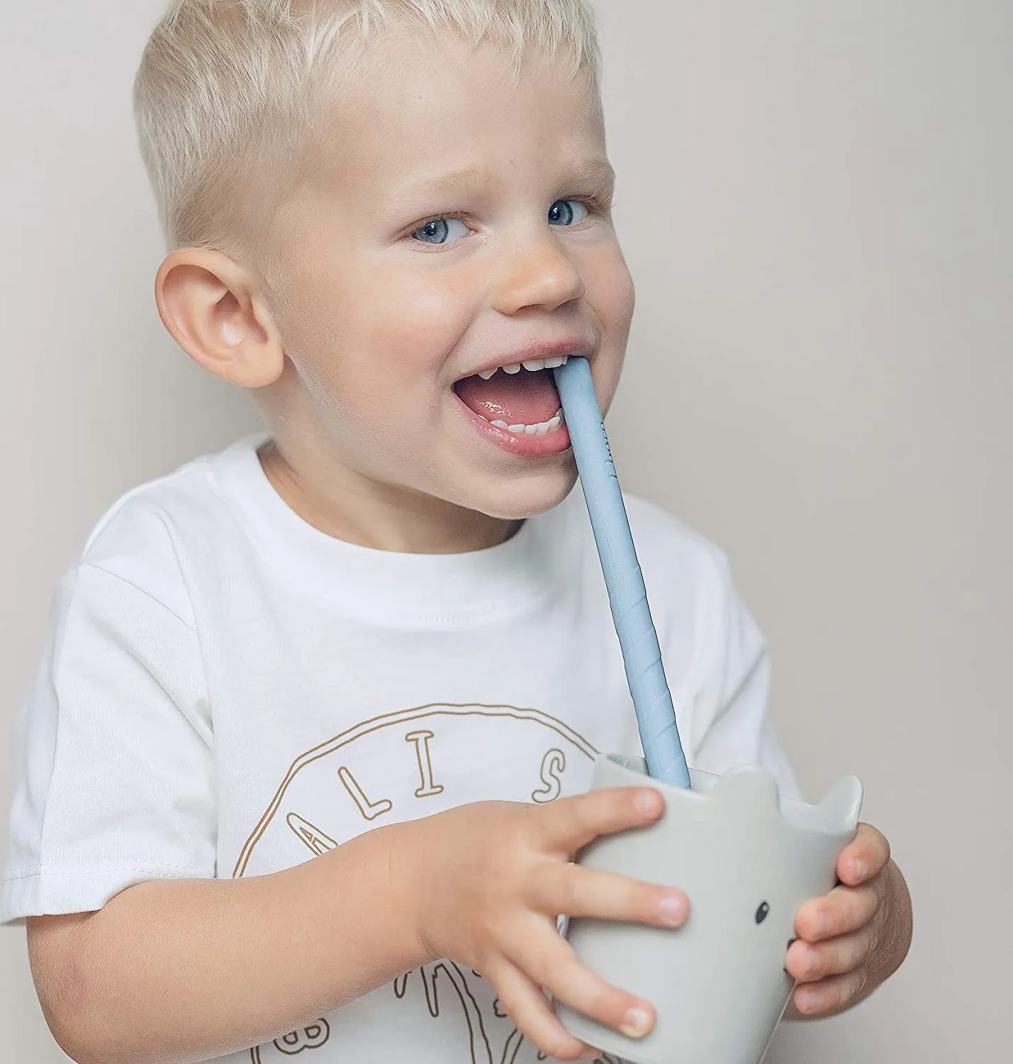 JBØRN Silicone Straws (Straight) x6 with Cleaning Brush & Pouch