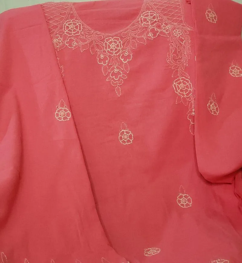 Khana-e-Ring - Coral Pink Pure Lawn Shirt and Dupatta- 2 PC - 504111