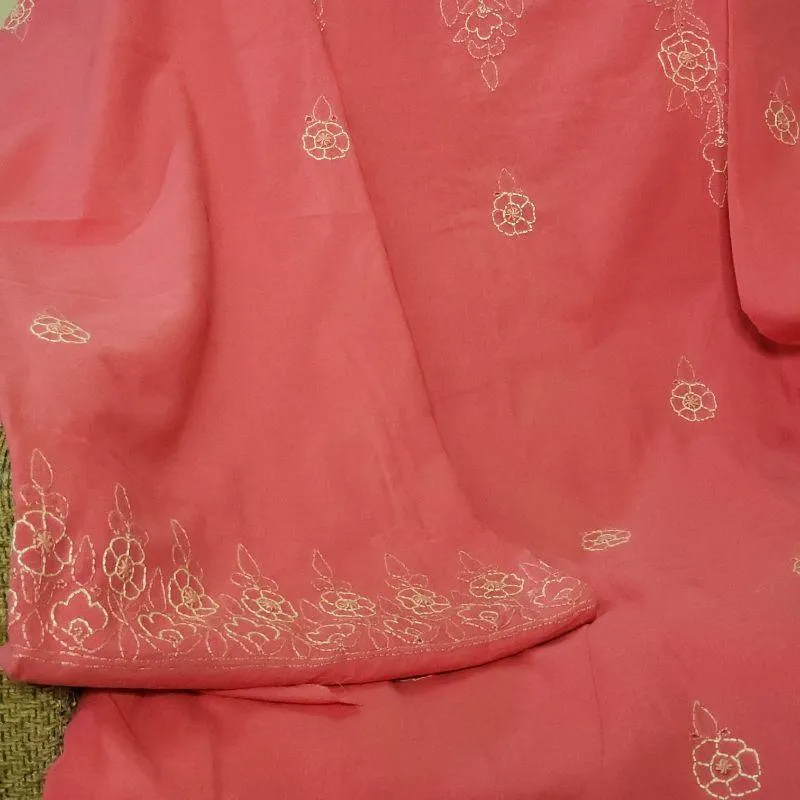 Khana-e-Ring - Coral Pink Pure Lawn Shirt and Dupatta- 2 PC - 504111