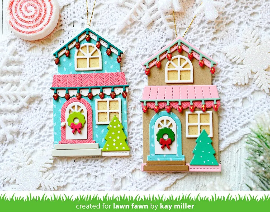 Lawn Fawn - Build-A-House Christmas Add-on - lawn cuts