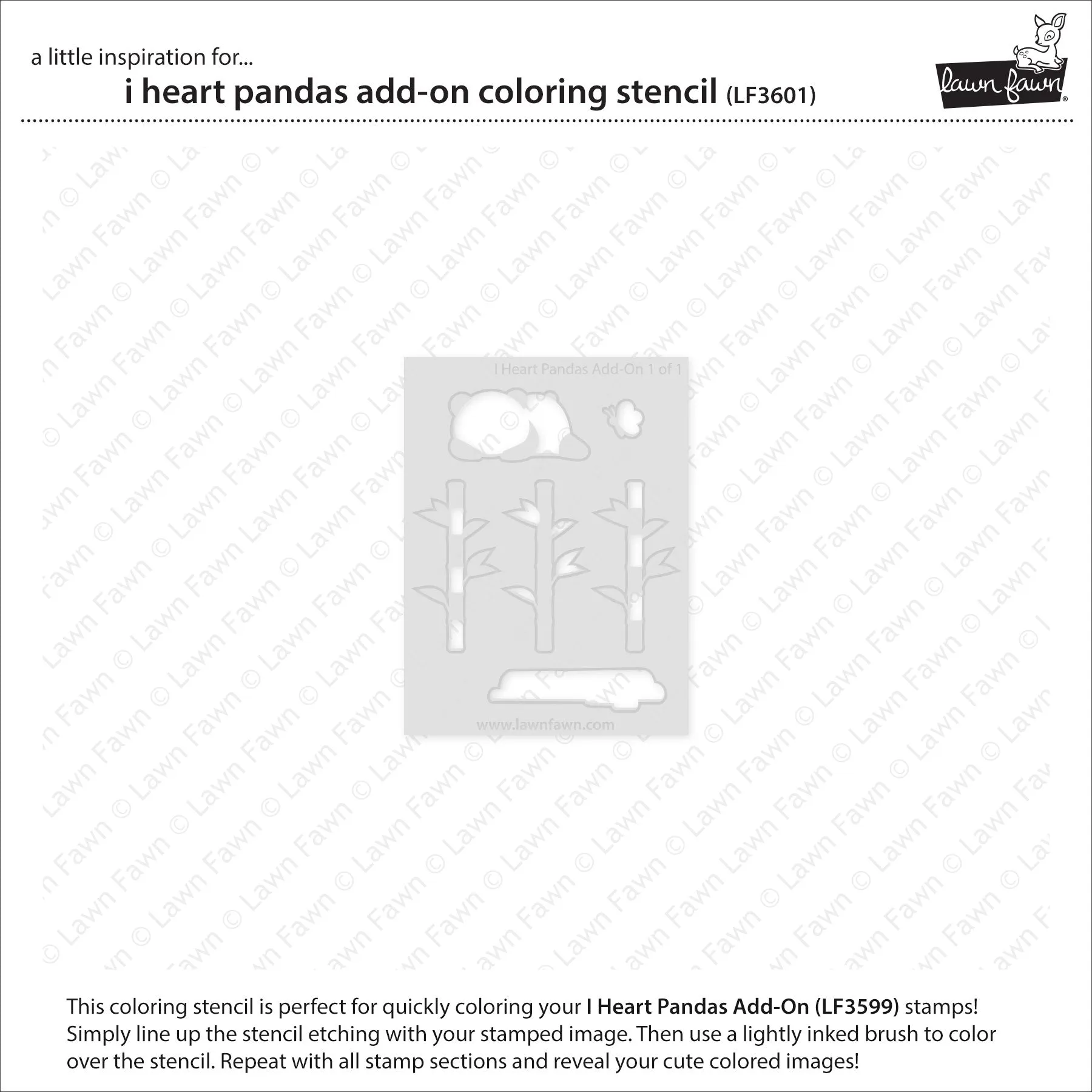 LAWN FAWN: I Heart Pandas Add-on | Coloring Stencil