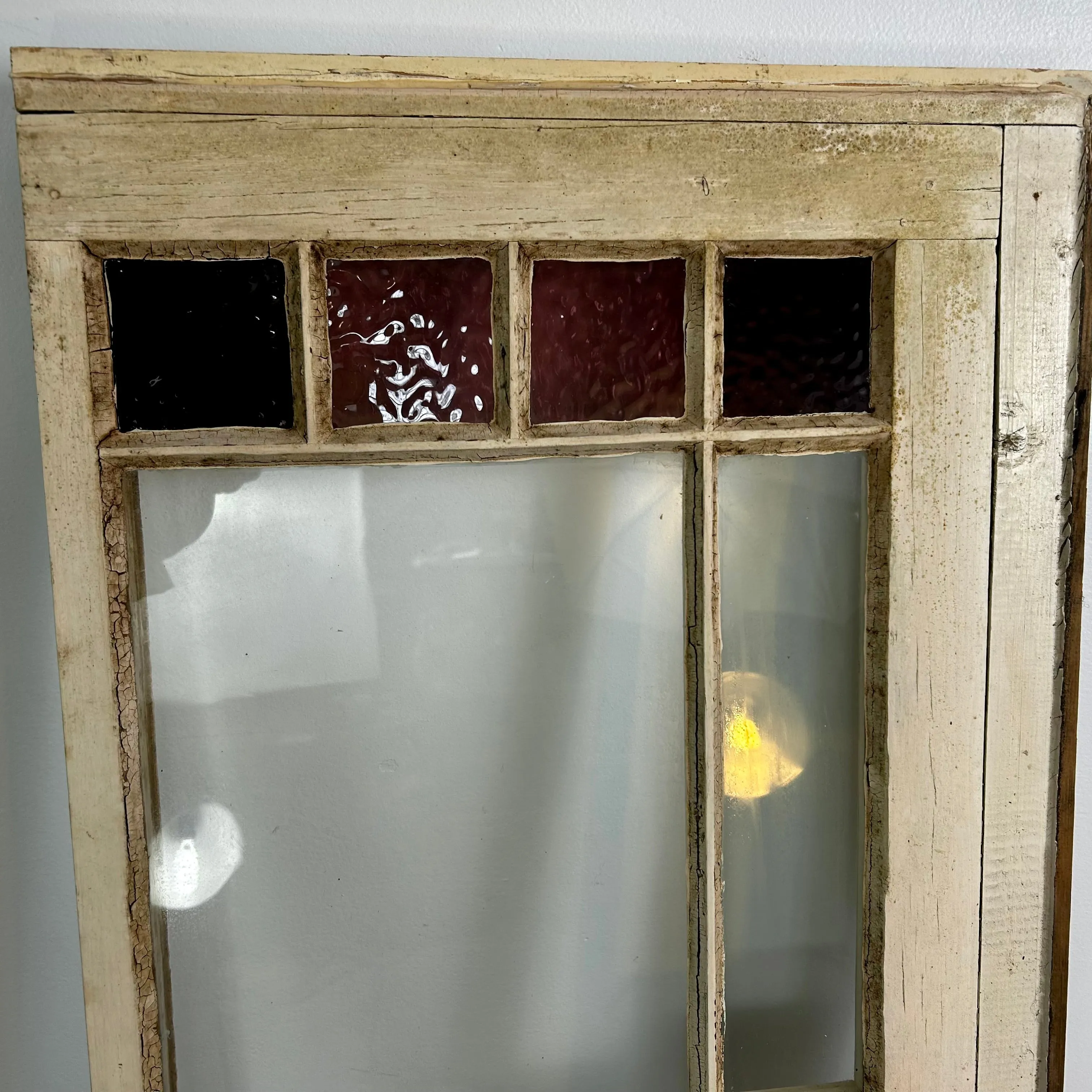 Leaded, Stained Glass Window with Clear Middle Glass