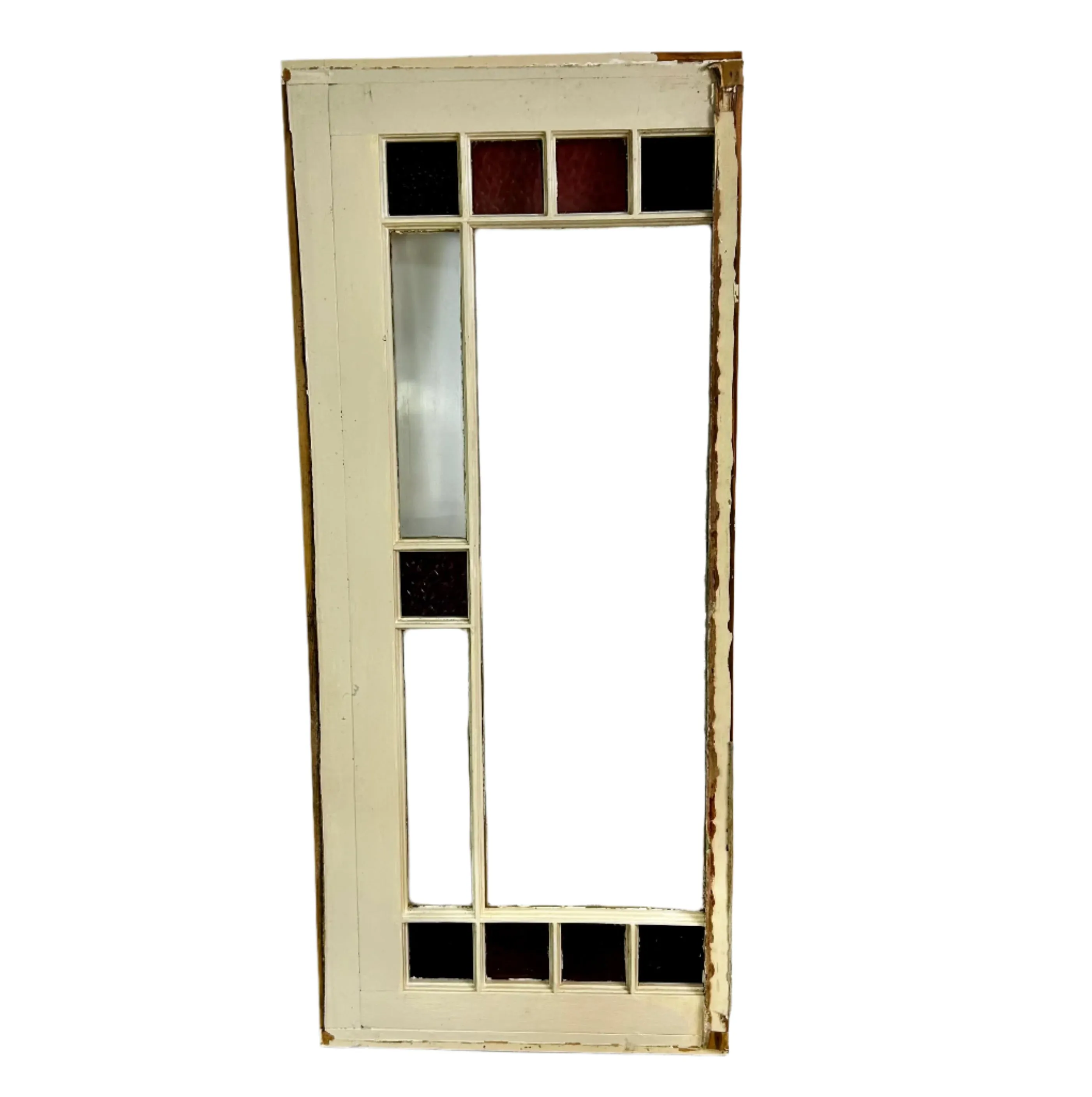 Leaded, Stained Glass Window with Clear Middle Glass