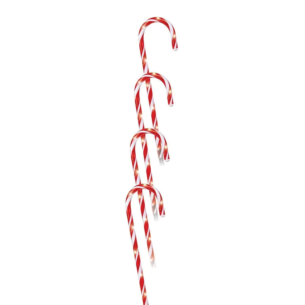 LED Battery Candy Cane Stakes with Timer 4pc (58cm)